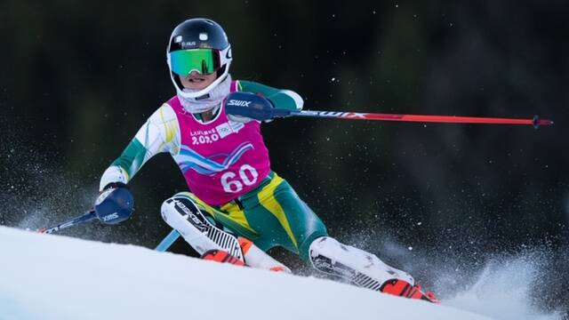 Isabella Davis can ski at almost 100kmph in the Super G event. Picture: Supplied/AOC