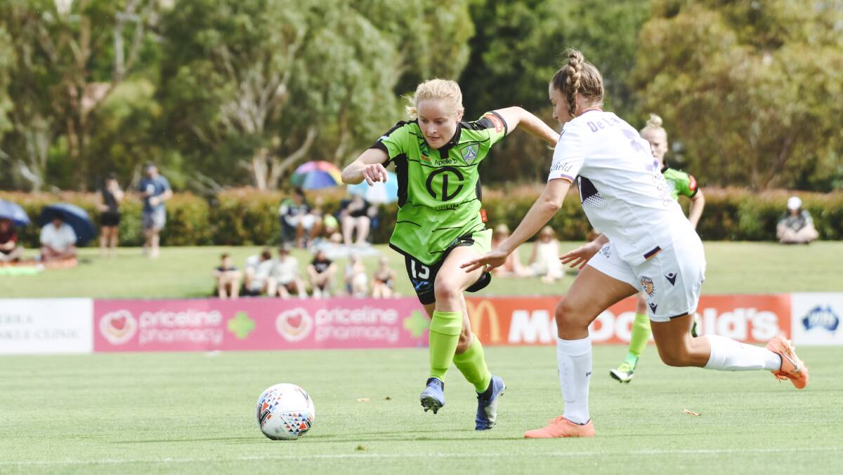 Paige Satchell was strong for United as New Zealand coach Tom Sermanni watched on. Picture: Dion Georgopoulos