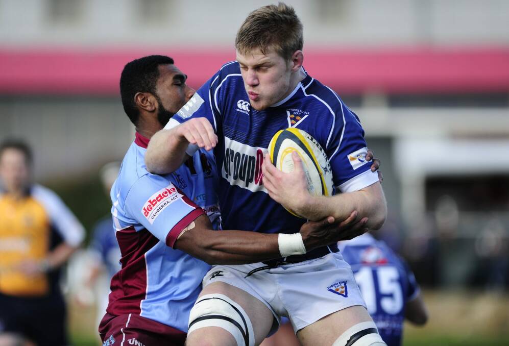 Brumbies lock Tom Staniforth, playing for Royals in the John I Dent Cup, has been prevented from playing in New Zealand's ITM Cup. Photo: Melissa Adams