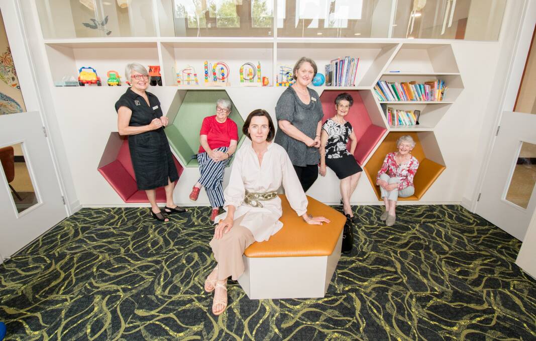 From left: Canberra Mothercraft Society board members Jane Smyth and Lynne Johnson, President Fiona Smith du Toit, hospital director Mary Kirk, and board members Viola Kalakerinos anad Wendy Saclier. Photo: Karleen Minney