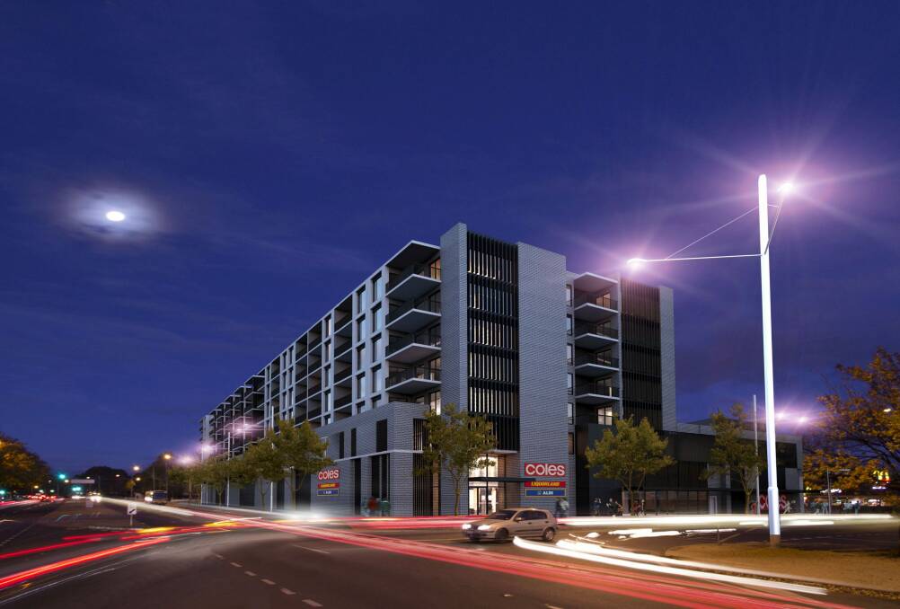 An artist's image of the proposed Coles development at Dickson.  Photo: Supplied