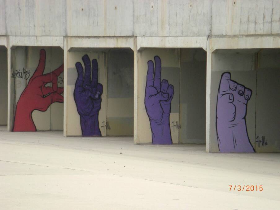 Witty, since beiged out, street art in Gungahlin. Photo: act\ian.warden