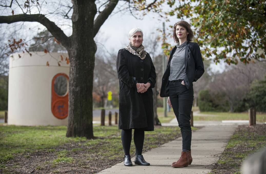 ACTCOSS director Susan Helyar, left, will be holding a conference in Canberra on trying to get attention for issues that affect disadvantaged people. Speaking will be Dr Gemma Carey from UNSW Canberra on what "dangerous ideas" are needed to shape decisions. Photo: Elesa Kurtz