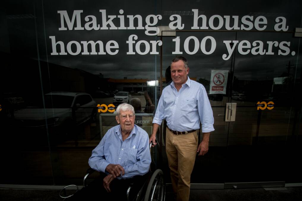Peter Cusack and father David, 88. Cusacks was started in 1918 in Yass by David's father Stan. Photo: Karleen Minney