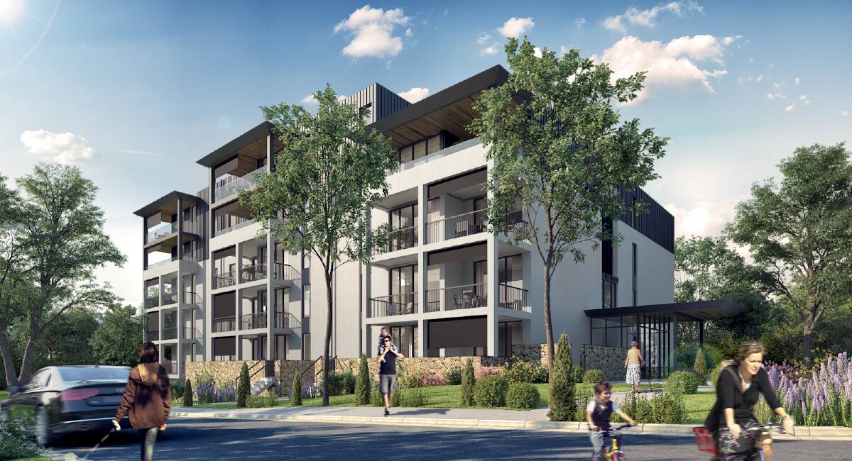 An artist impression of the apartment building aspect of the retirement village proposed for Higgins.  Photo: Supplied 