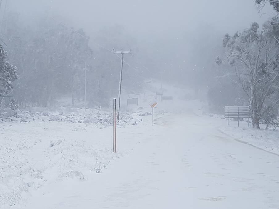Snow covers the road leading to the Namadgi National Park in the ACT. Photo: ACT Parks and Conservation.