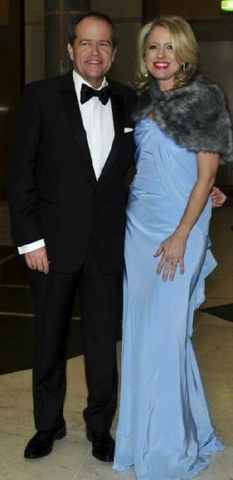 Opposition Leader Bill Shorten and his wife Chloe Bryce at the Midwinter Ball. Photo: Melissa Adams