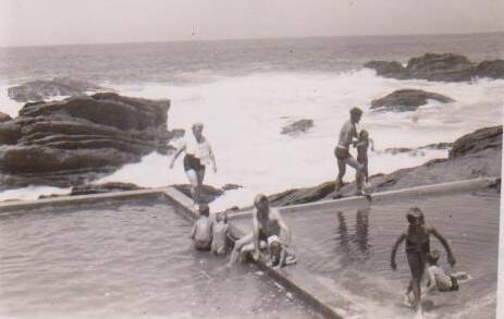 The Wenholz Family and friends swimming in Bermagui's Blue Pool in the 1960s. Photo: Russell Wenholz