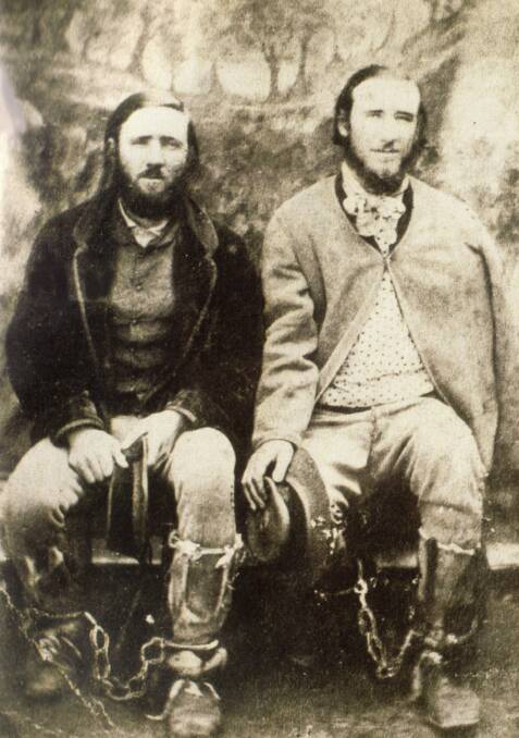 Thomas and John Clarke, of the infamous Clarke gang, sit in shackles.  Peter C. Smith's <i>The Clarke Gang</i> is to be launched on Saturday, May 23, at the Braidwood Servicemen's Club at 2.30pm. Photo:  State Library NSW