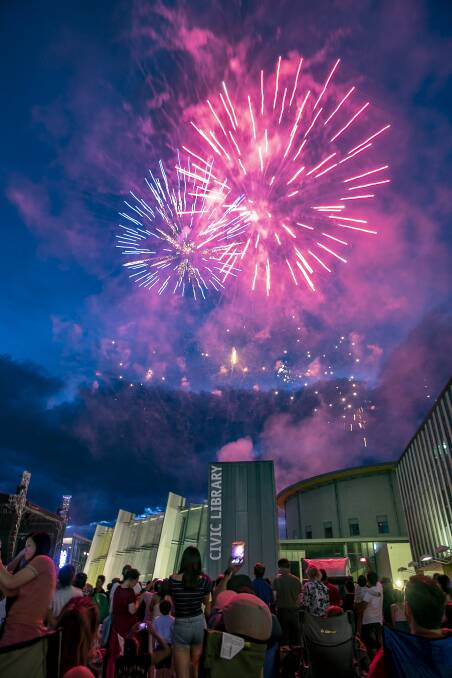 New Year's Eve fireworks in Civic Square on Monday night. Photo: Sitthixay Ditthavong