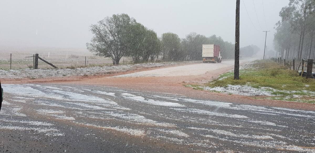 Kingaroy resident Denise Keelan was caught in a storm on the way home from work. She was surprised at how large the hail was. Photo: Denise Keelan