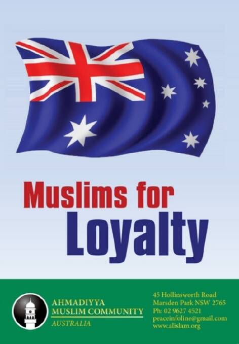 The front page of the leaflet Ahmadiyya Muslims will distribute on Australia Day. Photo: Ahmadiyya Muslim Association