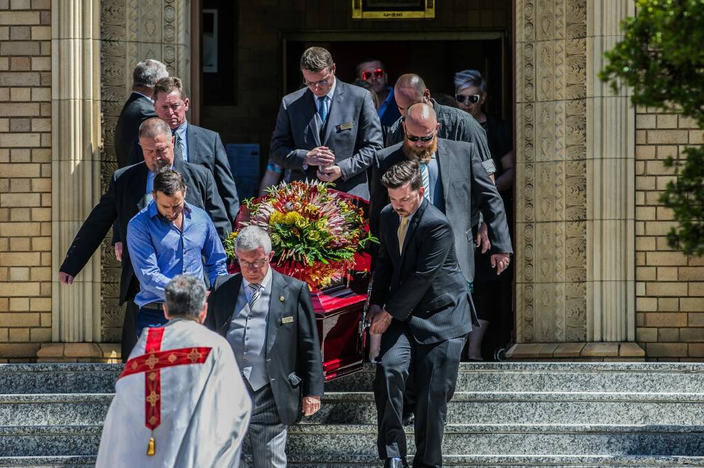 The funeral at St Christophers Catholic Church in Griffith for Kate Goodchild and Luke Dorsett. Photo: Karleen Minney