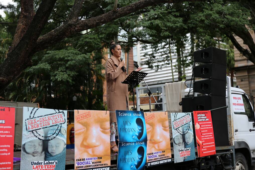 Jaya Taki speaks out at the pro-life rally. Photo: Jocelyn Garcia