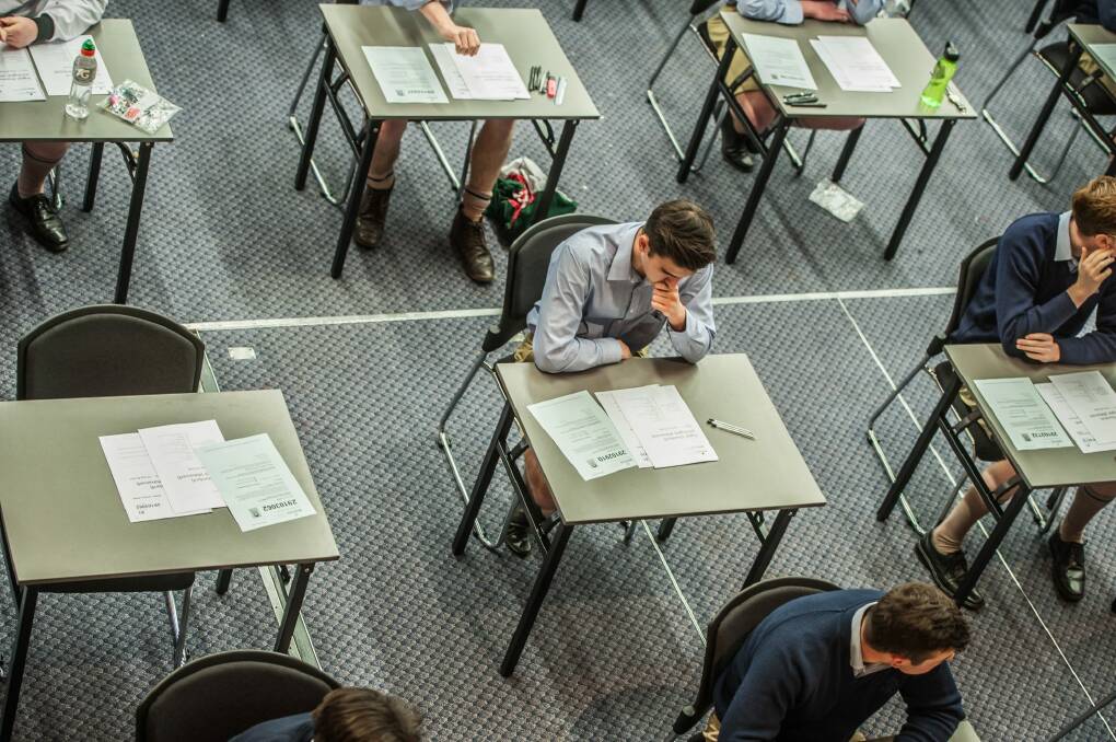 Canberra grammar school year 12 students begin their HSC English exams. Partrick Soulsby prior to commencement of the exam.  Photo: Karleen Minney