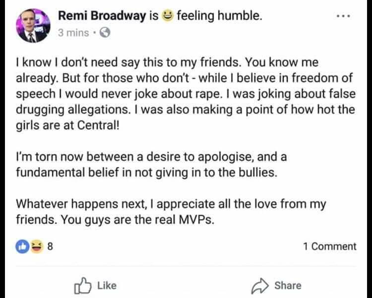 Gold Coast bar owner Remi Broadway posted further comments following the initial post. Photo: Facebook