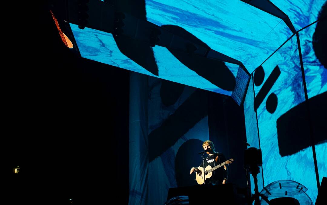 Ed Sheeran had no right to be as entertaining as he was, using only a guitar and a looping station. Photo: Christopher Pearce