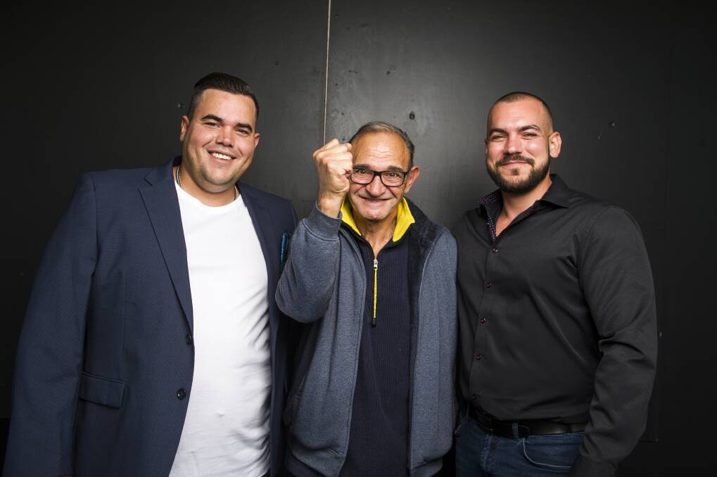 No-one is more excited the cafe is reopening than John Danassis (centre), who opened the original Central Cafe on Monaro Street in 1979. He's pictured with Adrian (left) and Esteban Malmierca. Photo: Dion Georgopoulos