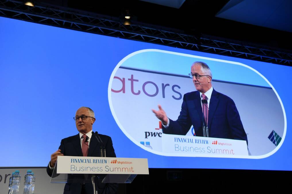 PM Malcolm Turnbull speaks at the AFR Business Summit in Sydney on Thursday. Photo: Peter Braig