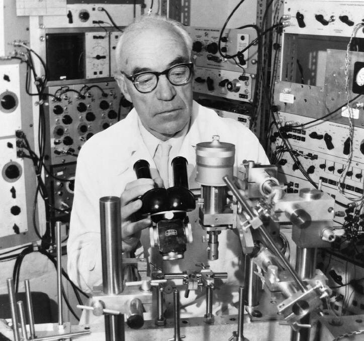 Sir John Eccles at the John Curtin School of Medical Research. Photo: Supplied