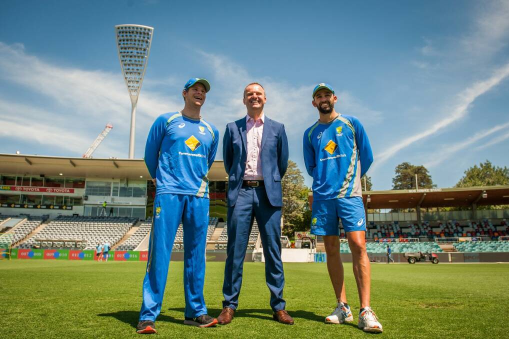 Capital gain: Australian captain Steve Smith and his men will first return to Canberra in December for an ODI against New Zealand. Photo: Elesa Kurtz