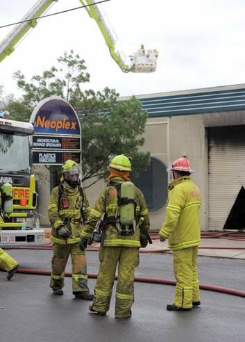ACT Fire and Rescue attend a factory fire (Neoplex plastics), in Yallourn Street Fyshwick. Photo: Graham Tidy