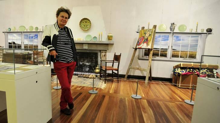 Bronwyn Wright, Grand Daughter of the 20th century artist Hilda Rix Nicholas in a recreation of her studio at the National Portrait Gallery. Photo: Jay Cronan