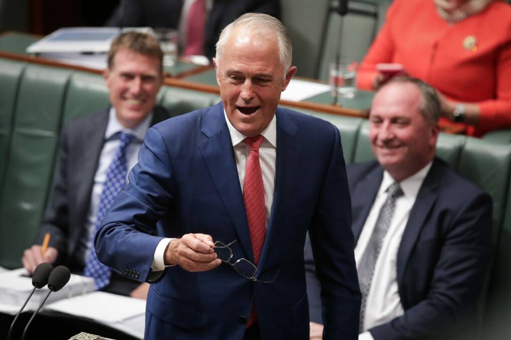 Prime Minister Malcolm Turnbull during question time on Monday Photo: Alex Ellinghausen