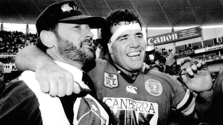 Happy days: 1994 grand final hero Paul Osborne, with coach Tim Sheens.