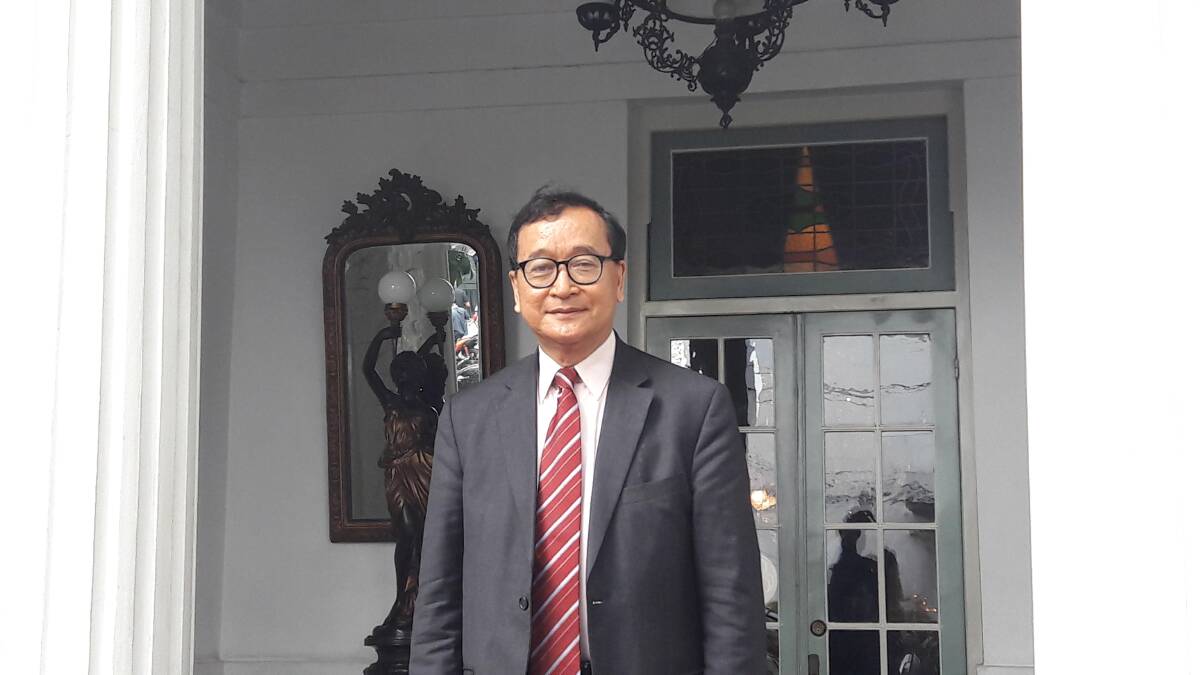 Exiled Cambodian opposition leader Sam Rainsy in Jakarta. Photo: Karuni Rompies