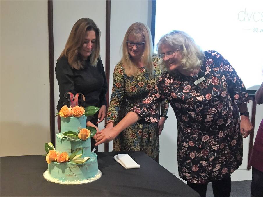 ACT minister for the prevention of domestic and family violence Yvette Berry, DVCS chief executive Mirjana Wilson and DVCS board chair Judy Putt.