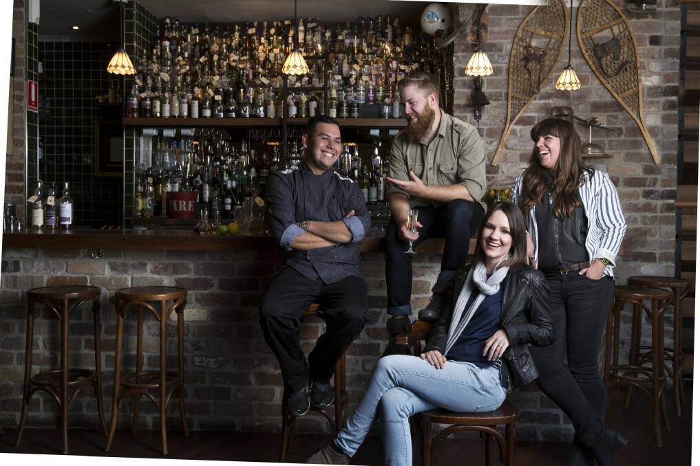 Honkeytonks head chef Israel Meza, Hippo Co ingredients manager Jack Rooney, Parlour Family owner Bria Sydney and Autolyse Juice Bar manager Gabby Petrevski. Shot at Hippo Co. Photo: Daniel Spellman