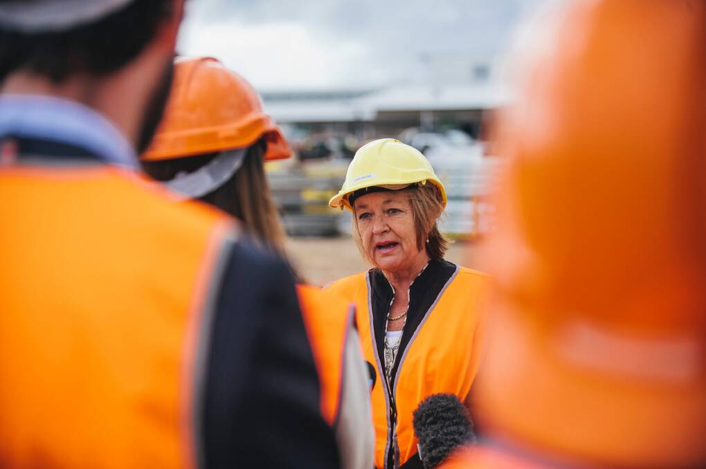 ACT Education Minister Joy Burch tours the Coombs Primary School site.  Photo: Rohan Thomson