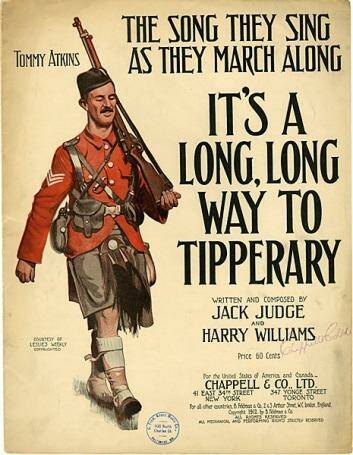 March tempo: Sheet music of It's a Long, Long Way to Tipperary.