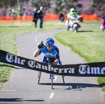 Paul Nunnari wins the 10km wheelchair division. Photo: Rohan Thomson