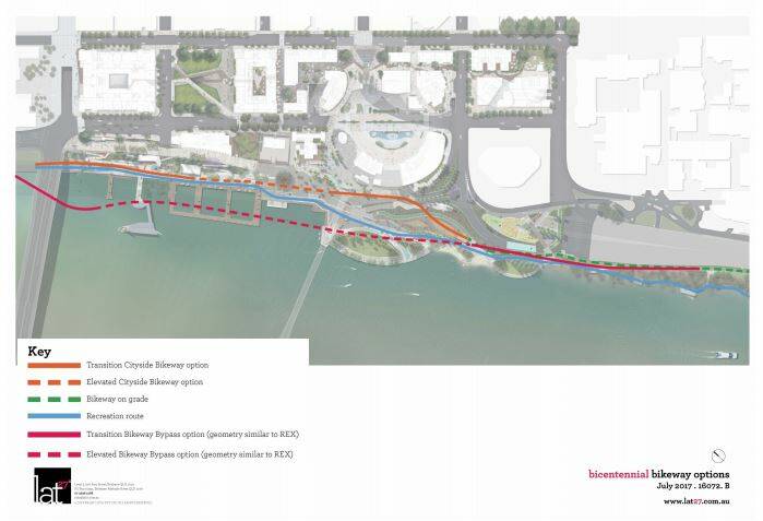 An indicative path of where an elevated bikeway could be built. Photo: Supplied