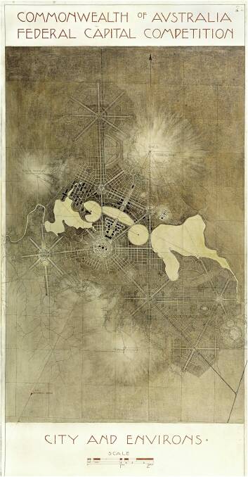 Marion Mahony Griffin's drawings of the potential city of Canberra for the Commonwealth of Australia Federal Capital Competition. Photo: National Archives
