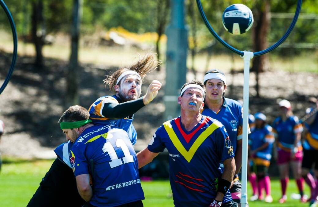 The ANU Owls' James Mortensen in action against the South Australia Bunyips at the Australian Quidditch championships last year. Photo: Elesa Kurtz