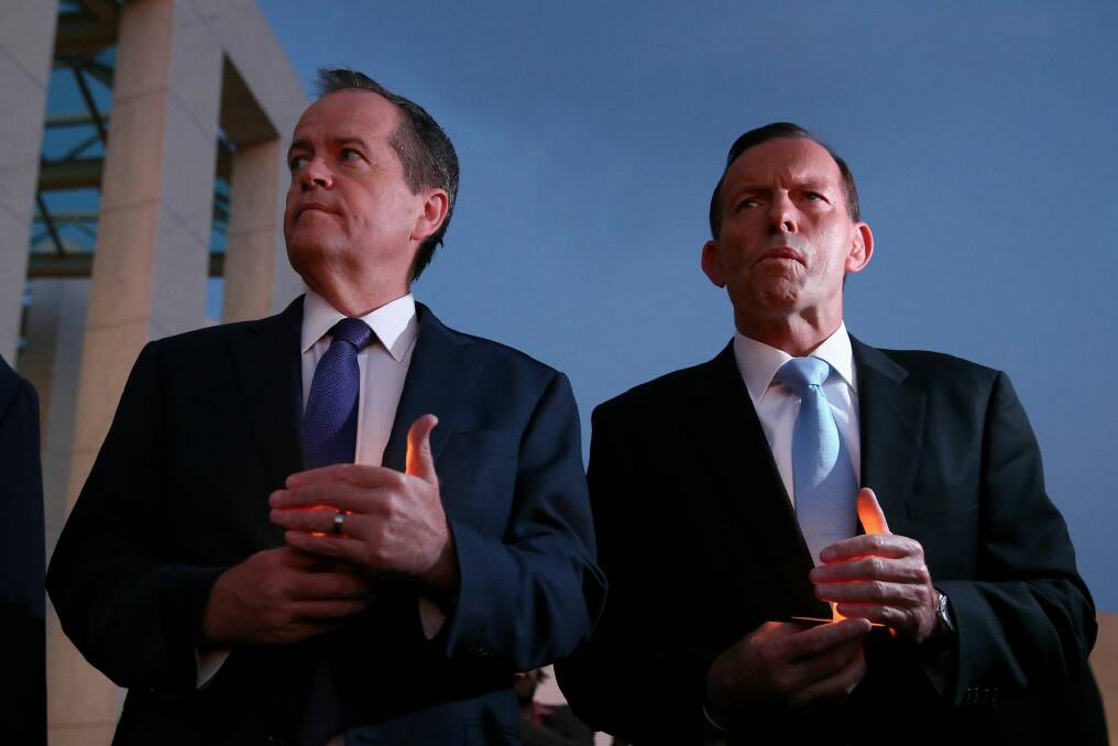 Opposition Leader Bill Shorten and Prime Minister Tony Abbott. Photo: Alex Ellinghausen