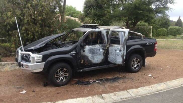 DESTROYED: Steve Gill's Ford Ranger had been expensively modified for security work. Photo: Supplied