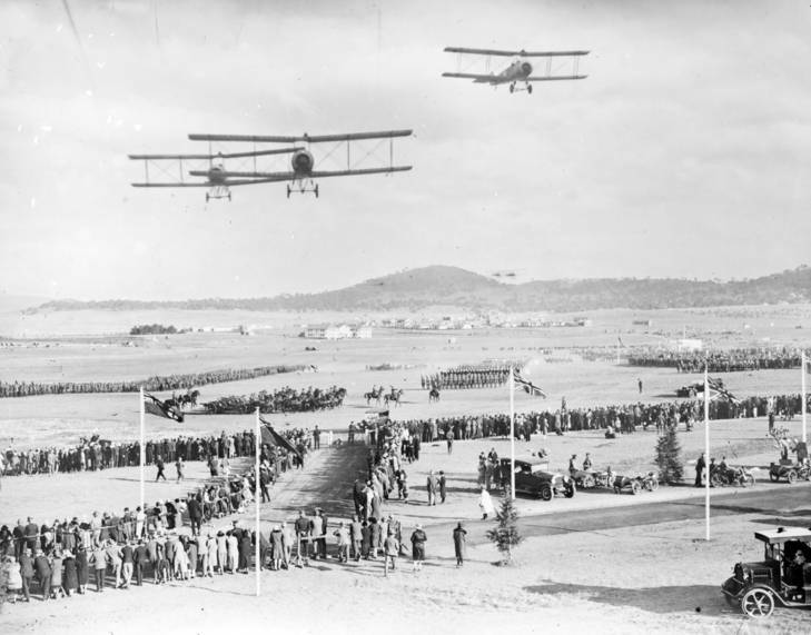 A flyover during the opening of Parliament House in 1927. Photo: National Library of Australia
