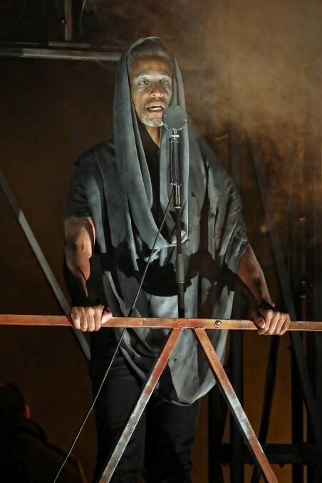 Production Images of Bell Shakespeare's Julius Caesar. Kenneth Ransom as the ghost of Caesar.  Photo: Prudence Upton