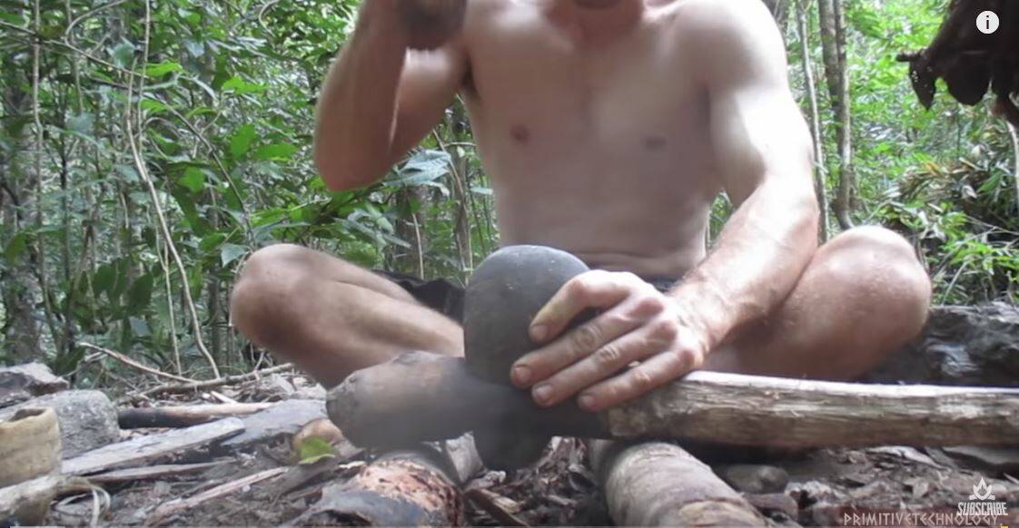 John Plant's videos features visual bites with no narration or sound other than the wildlife around him as he creates tools and structures.  Photo: Primitive Technology