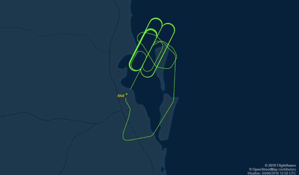 The Virgin Australia flight circled for hours, eventually landing after 12.40am on Tuesday. Photo: flightaware.com