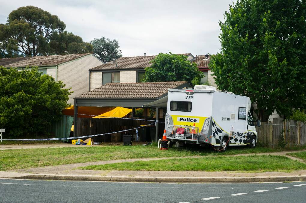 The scene of the alleged murder in Rivett. Photo: Dion Georgopoulos