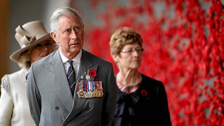 Charles, Prince of Wales and Camilla, Duchess of Cornwall visit the Australian War Memorial's wall of remembrance. Photo: Getty Images