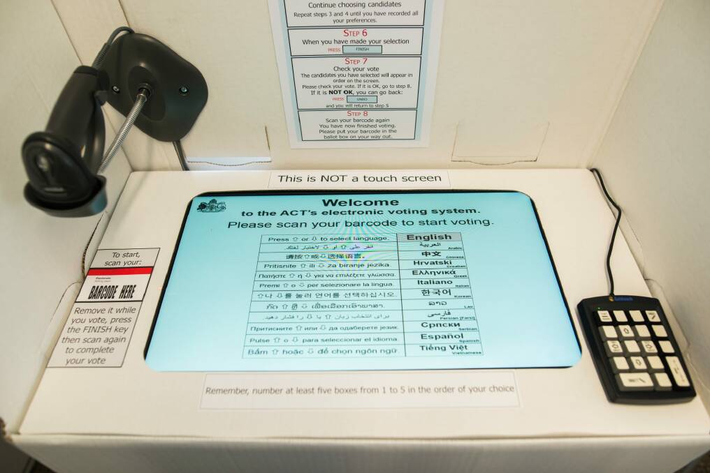 An electronic polling place, where you can cast a pre-poll vote from September 27. Photo: Rohan Thomson