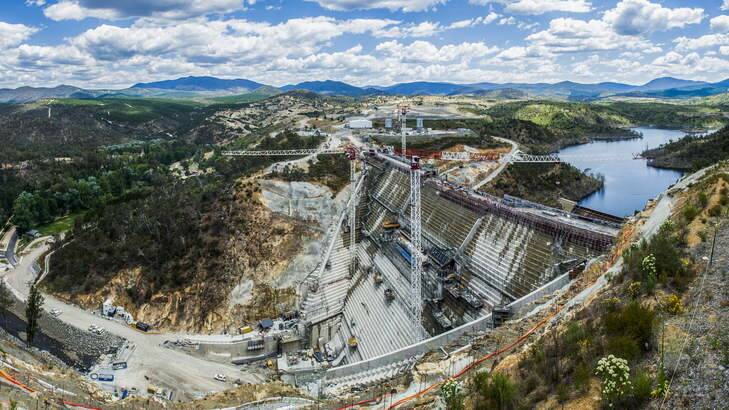 The Cotter Dam construction site. The new wall has nearly reached its full height. Photo: Rohan Thomson