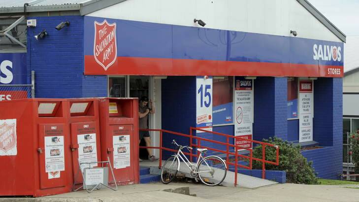 New security measures at the Salvation Army store in Fyshwick. Security cameras have been installed to help prevent theft and illegal dumping. Photo: Graham Tidy