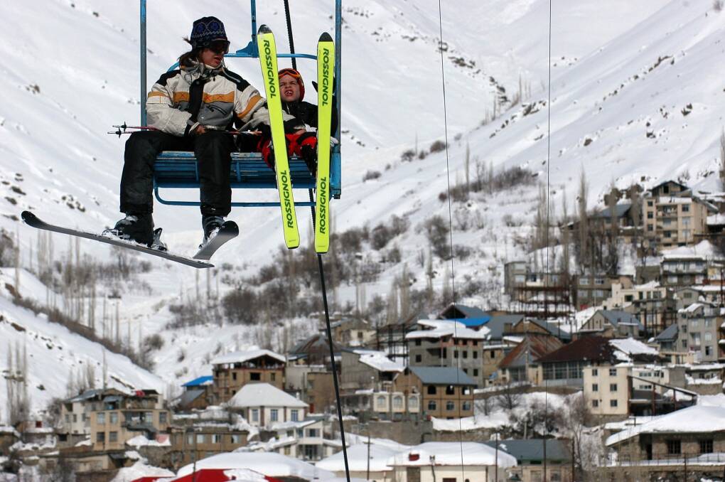 Skiers at the Shemshak resort north of Tehran. Photo: Bloomberg